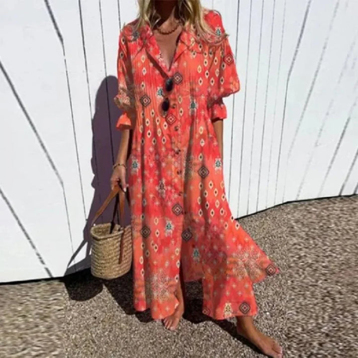 Romy - Boho Puff Sleeve Maxi Dress